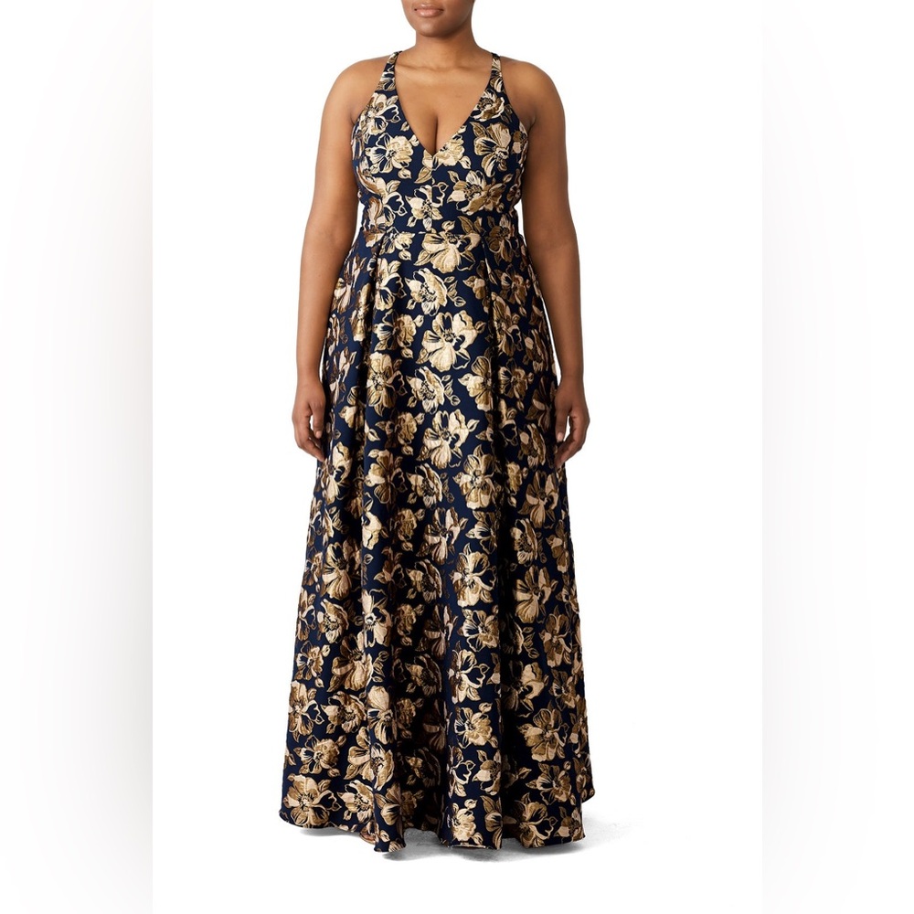 Badgley Mischka Floral Jacquard‎ Gown 16